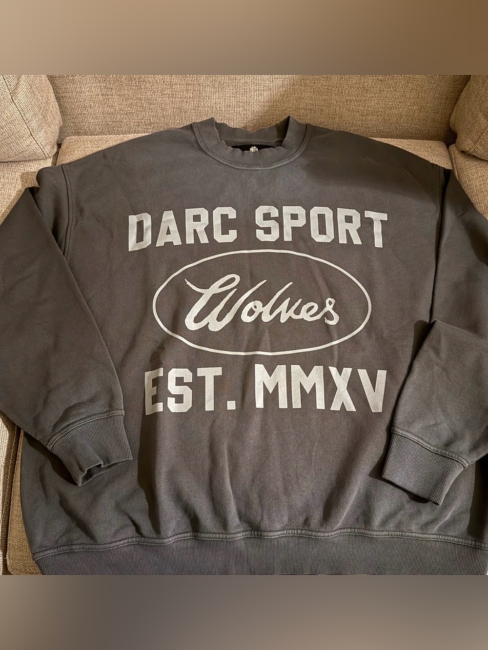 DARC SPORT MMXV GRUNGE OVERSIZED LONDON UNISEX CREWNECK IN WOLF GRAY NWOT